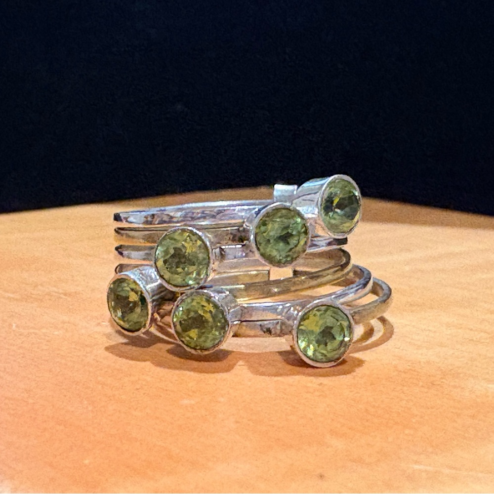 Sterling Silver Peridot Gemstones Stack Ring